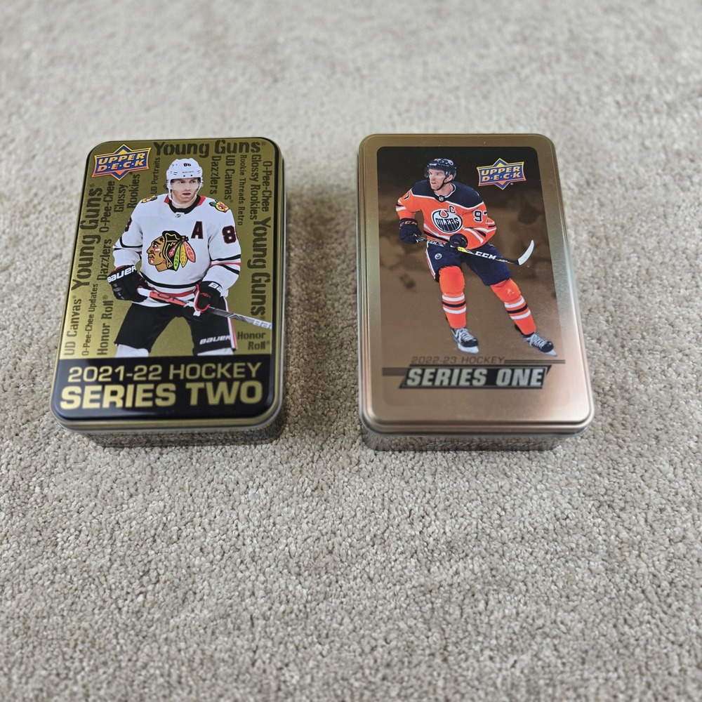 Upper Deck Hockey Tins Gold 2021-22 Series 2 2022-23 Series 1 Empty Lotβ of 2